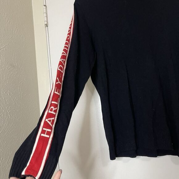 Harley Davidson knit long sleeve logo turtle neck black sweater womens large - Picture 4 of 5